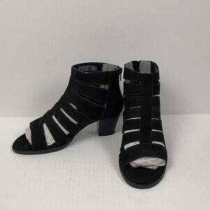 Vionic Harlow Gladiator Sandals‎ Womens 6.5 Black Suede Block Heel Edgy Chic